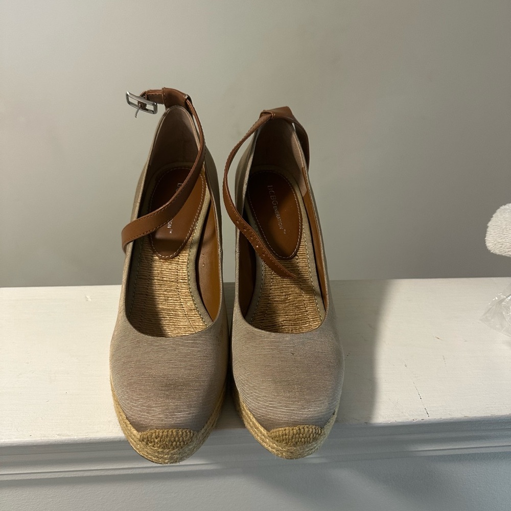 BCBGeneration Tan Espadrille Wedges